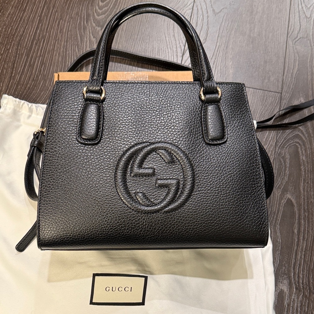 Gucci Black Pebbled Leather Satchel